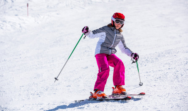 Little girl at ski school