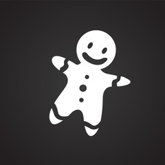 Christmas cookie man on black background icon