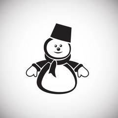 Christmas snowman on white background icon
