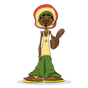Rastafarian male cartoon character. Jamaican man vector illustration. Stock  Vector | Adobe Stock