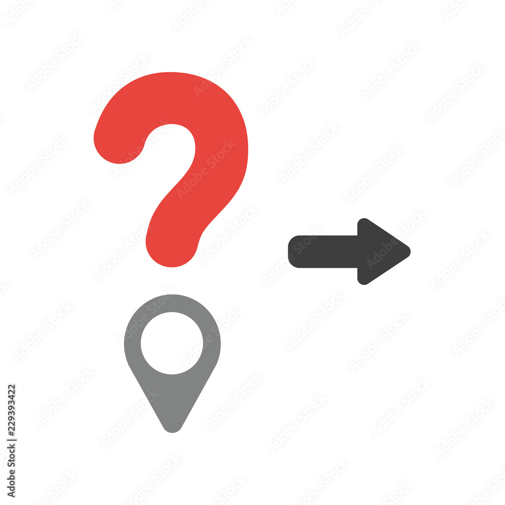 Aufkleber vector icon concept of question mark with map pointer