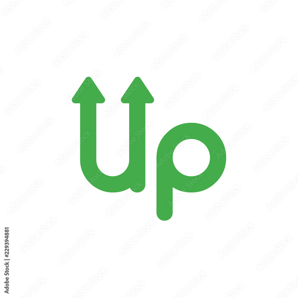 Poster vector icon concept of up word with arrows moving up