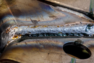 welding seam onto steel sheet metal
