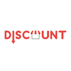 Vector icon concept of discount word with arrow moving down and shop store