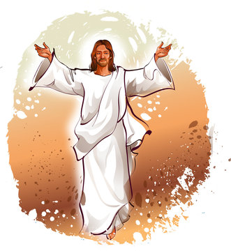 Jesus Christ blessing with his arms outstretched