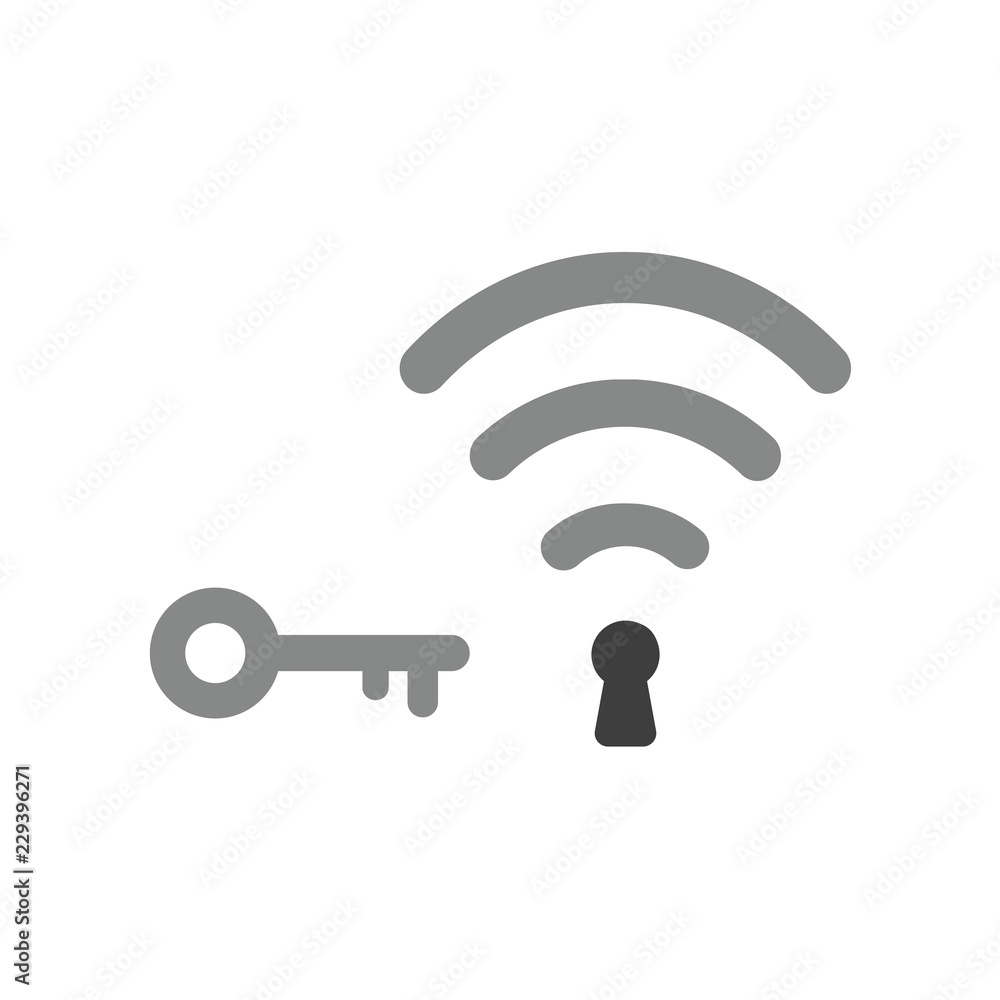 Poster vector icon concept of wireless wifi symbol with keyhole and key