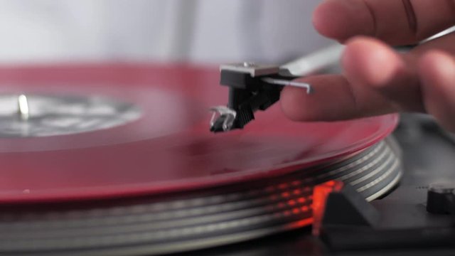 Close up of modern vinyl record player 