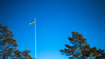 schwedische Flagge weht im Wind 