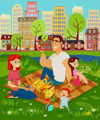 Happy family on a picnic