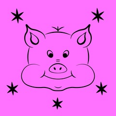 Muzzle pig on a pink background.