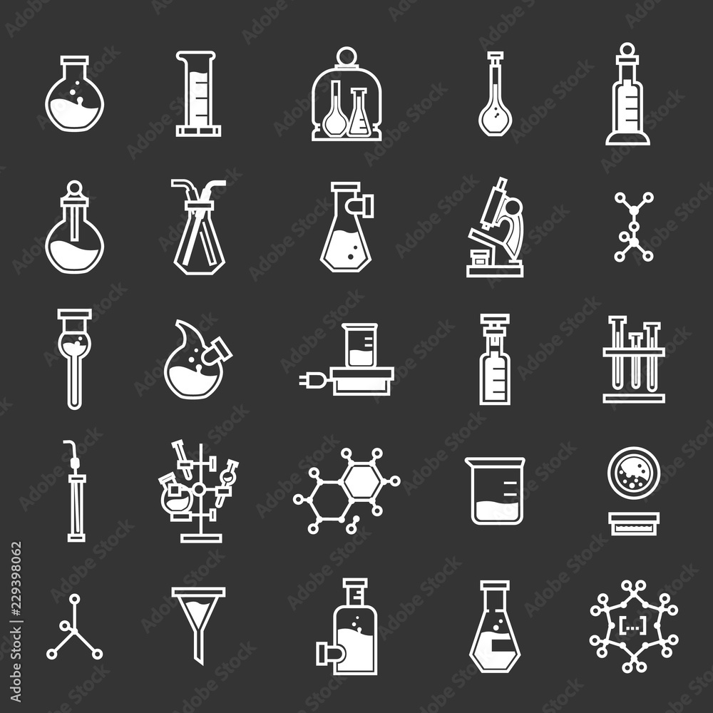 Poster chemistry icon set. simple set of chemistry vector icons for web design isolated on gray background