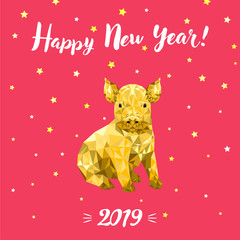 Fototapeta na wymiar Happy new year 2019, Chinese new year, design gritting card with pig