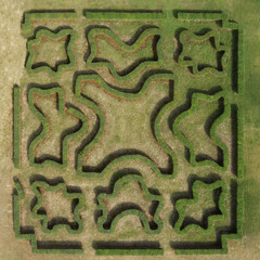Aerial view of Green maze garden