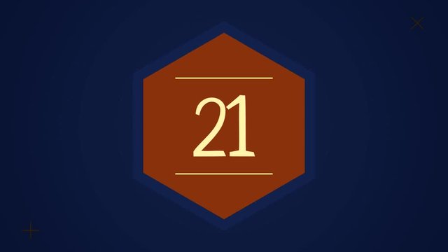 Countdown leader graphic with amazing white graphic hexagons 25 to 0. Countdown Motiongraphic 0 to 25. Simple countdown animation