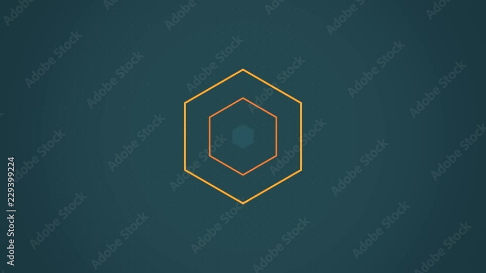 Poster abstract hexagon geometric surface loop, appearing and disappearing multi-colored hexagon. abstract 