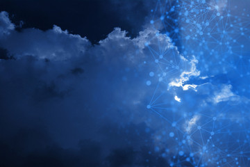dark data digital glow blue cloud storage sky network technology background concept
