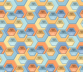 Obraz na płótnie Canvas Hexagons and Triangles Seamless Pattern. Vector Geometric Abstract Background