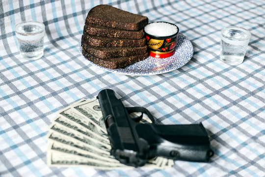 Welcome to Russia: Bread and salt, vodka and a weapon shots, money, treat and threat, russian hospitality