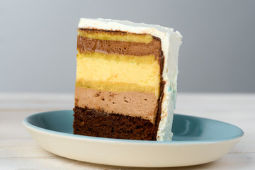 Piece of cake on saucer