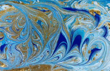 Marble abstract acrylic background. Blue marbling artwork texture.