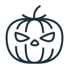 Halloween Pumpkin Jack-o'-lantern Minimal Flat Line Stroke Icon Pictogram