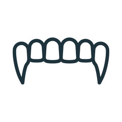 Vampire Fangs Halloween Minimal Flat Line Stroke Icon Pictogram