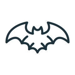 Flying Bat Halloween Minimal Flat Line Stroke Icon Pictogram