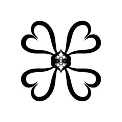 Four-leaf clover or decorative flower, hearts, pattern