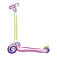 Colorful scooter with three wheels, pattern, sport and leisure