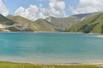 Beautiful mountain blue lake in the Chechen Republic.