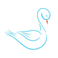 Graceful blue swan, pattern, colorful outline, bird
