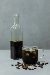 Iced coffee cold brew coffee isolated on grey
