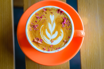 Rose Latte coffee latte with rose petals