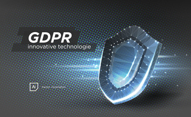Privacy data protection law GDPR. Data regulation sensitive information safety shield European Union.Right to be forgotten removing genetic encryption. Global business Privacy vector in style low poly