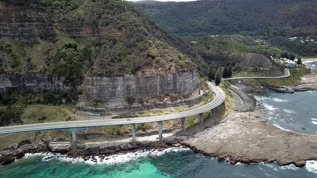 Sydney Wollongong sea cliff bridge drone footage