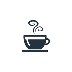 Cup, saucer isolated icon on white background, coffee set, logo and sign