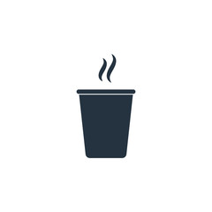 Paper cup isolated flat icon on white background, 400 coffee set, logo and sign