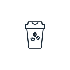 Paper cup with art bean isolated line icon on white background, 400 coffee set, logo and sign