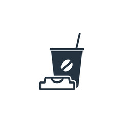 Paper cup isolated flat icon on white background, 400 coffee set, logo and sign