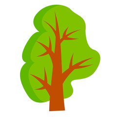 Obraz premium Cartoon green tree isolated on white background. Vector illustration.