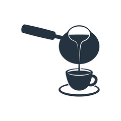 Cezve with cup isolated icon on white background, 400 coffee set, logo and sign