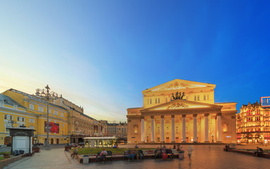 Obraz na płótnie Canvas The Bolshoi Theater in Moscow. Day to night gradient.