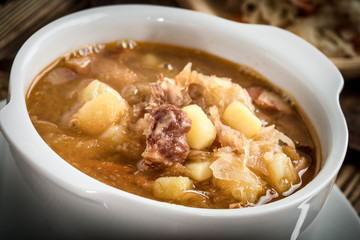 Sour cabbage soup.