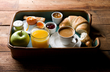 Delicious breakfast on the wood