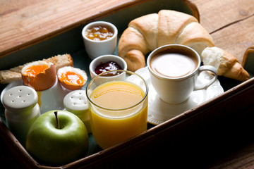 Delicious breakfast on the wood