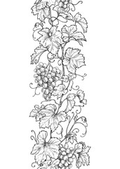 Vertical Seamless Pattern with Grapes - 229407431