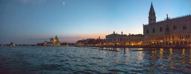 Obraz premium Italy beauty, bell tower of San Marco square and cathedral Santa Maria della Salute in Venice, Venezia