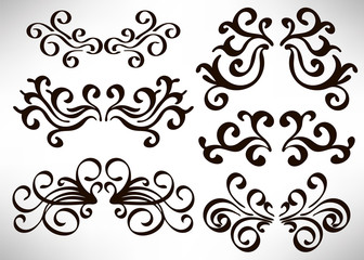 Abstract curly element set for design, swirl, curl. Divider collection. Vector illustration.