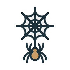 Spider Web Halloween Minimal Color Flat Line Stroke Icon Pictogram