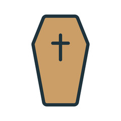Coffin Cemetery Minimal Color Flat Line Stroke Icon Pictogram